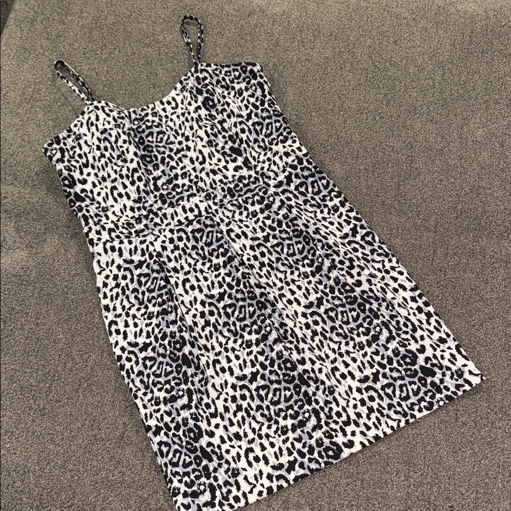 NWOT First Option Leopard Print Dress with Spaghetti Straps